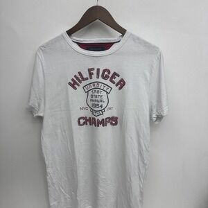 Tommy Hilfiger T-Shirt Men's Medium White New York 1985 Champions Short Sleeve